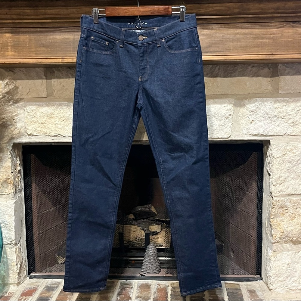 Mott & Bow Dark Wash Denim Jeans Straight Leg Boyfriend Fit